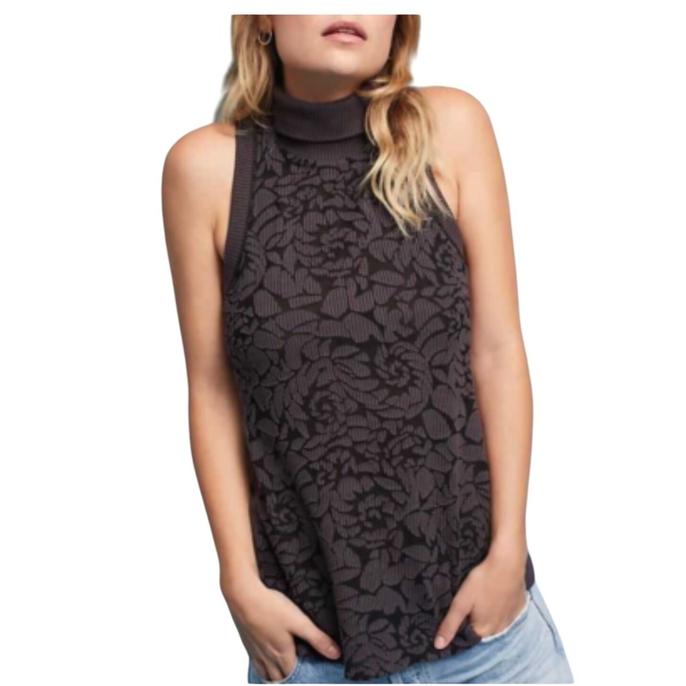 Maeve Rue‎ Sleeveless Mock Neck Floral Knit Top XS